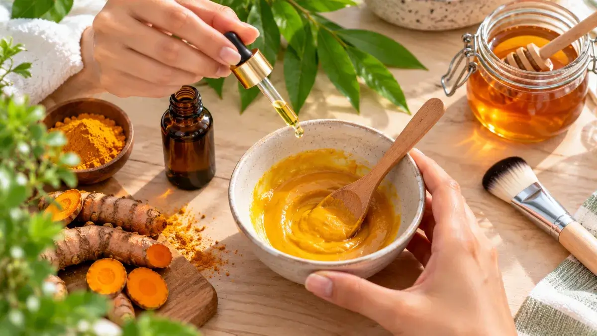 turmeric oil DIY face mask recipe steps